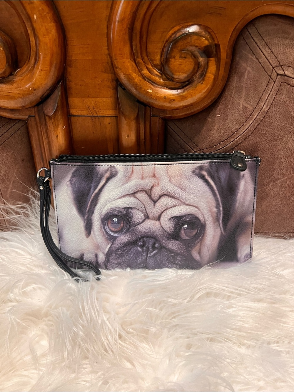 Cute  dig Face Wristlet Clutch - Black Trim - Picture 6 of 9